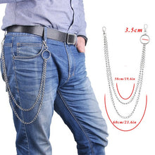 Load image into Gallery viewer, BLA Metal Trousers Pant Chain Punk Hip-hop Chain Waist Link Metal Wallet Silver Key Chain Jeans Waist Link Keyring Jewelry Z30