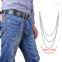 Load image into Gallery viewer, BLA Metal Trousers Pant Chain Punk Hip-hop Chain Waist Link Metal Wallet Silver Key Chain Jeans Waist Link Keyring Jewelry Z30